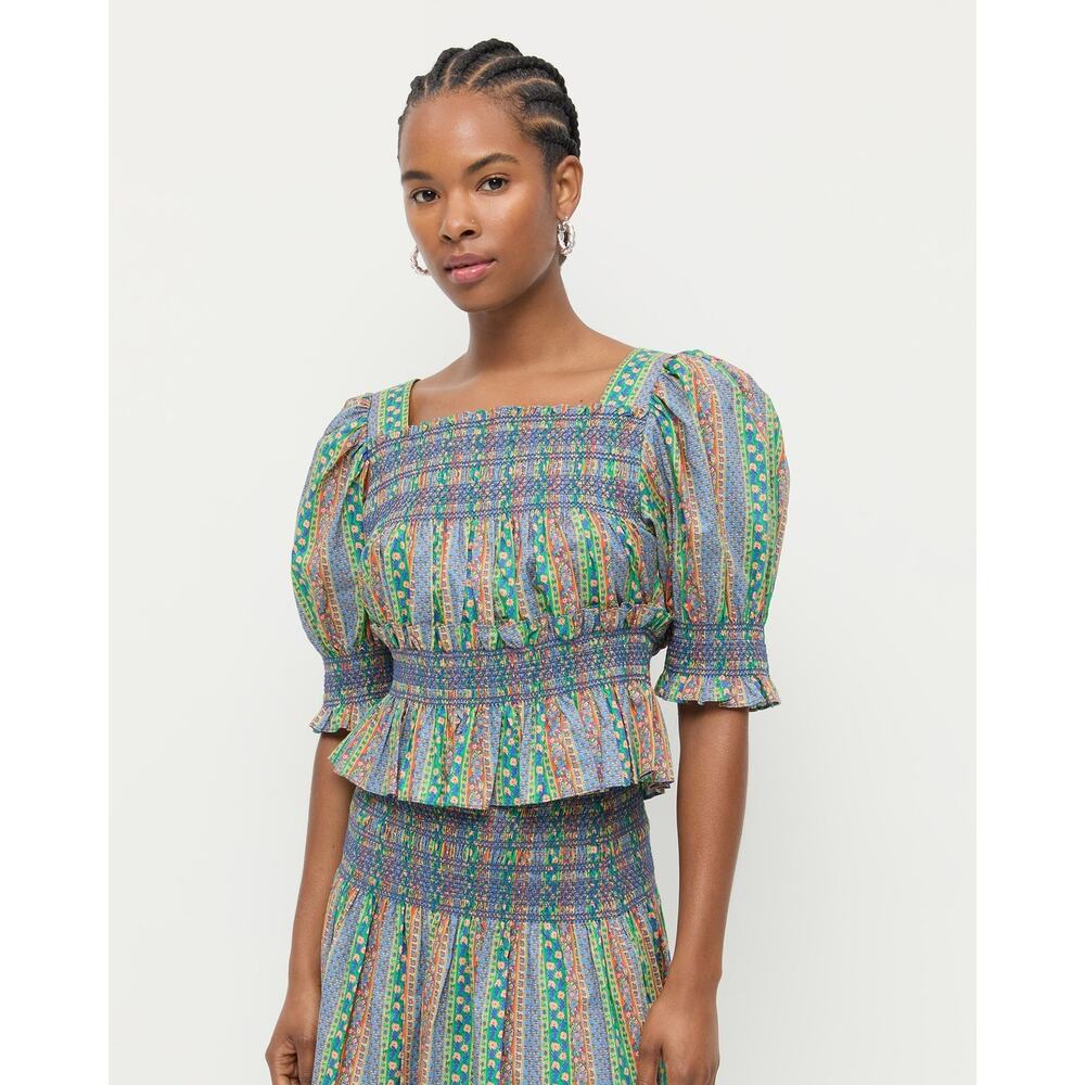 NWT Loeffler Randall Nicola Smocked Blouse Size Medium